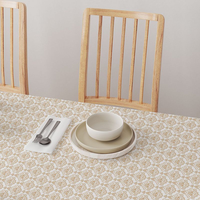 Square Tablecloth， 100% Cotton， 60x60， Elegant Golden Design