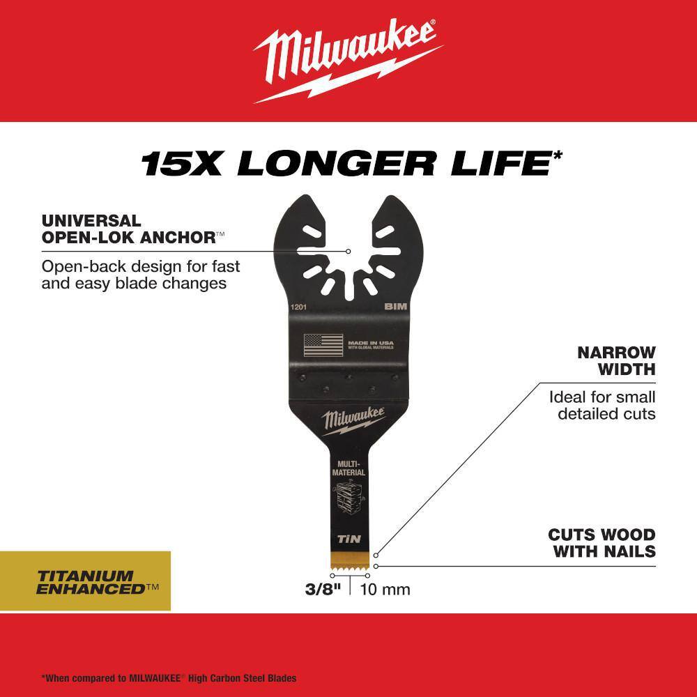 MW 38 in. Titanium Bi-Metal Universal Fit Wood and Metal Cutting Multi-Tool Oscillating Blade (1-Pack) 49-25-1201