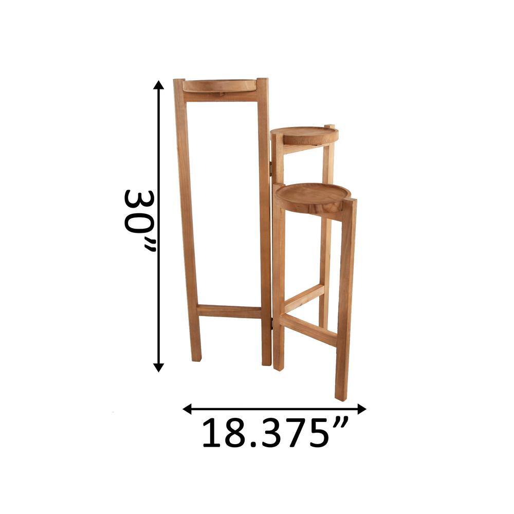 Flora Bunda 30 in. H Brown Wood 3-tired Plant Stand FR312E-DRK