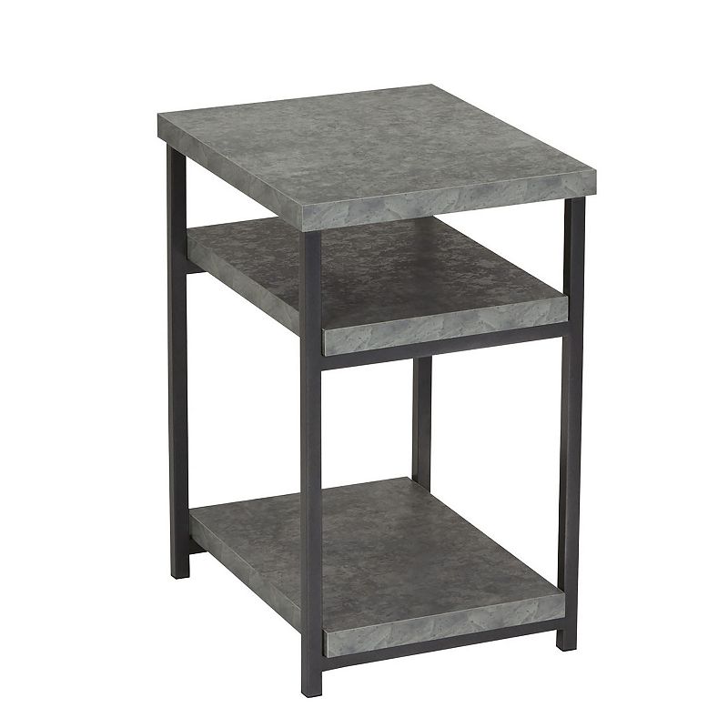 Household Essentials Faux Concrete 2-Shelf End Table