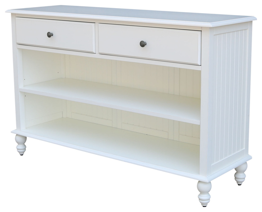 Cottage Collection Console Table with Storage in White   Traditional   Console Tables   by Homesquare  Houzz