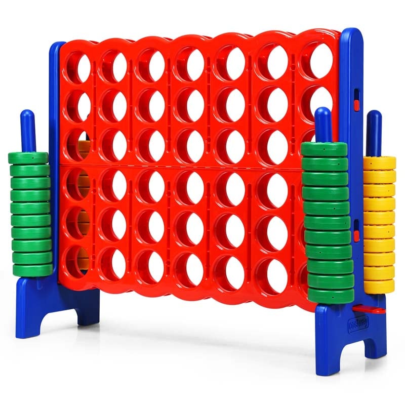 Giant 4-In-A-Row, Jumbo 4-to-Score Giant Game Set with 42 Jumbo Rings & Quick-Release Slider