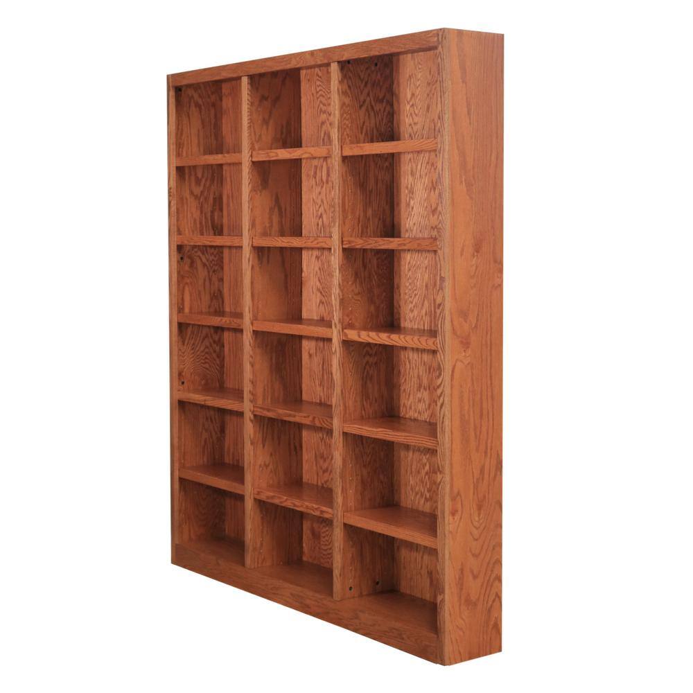 Concepts In Wood 84 in. Dry Oak Wood 18-shelf Standard Bookcase with Adjustable Shelves MI7284-D