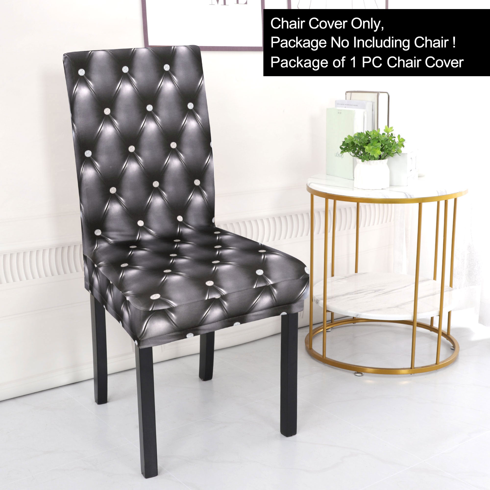 Unique Bargains Stretch Polyester Dining Chair Covers Set of 6, Dark Gray