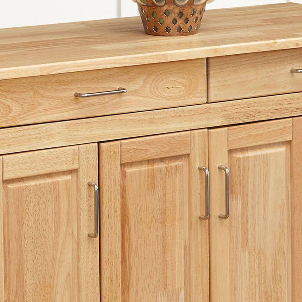 HOMESTYLES Natural Wood Kitchen Cart with Breakfast Bar 5023-95