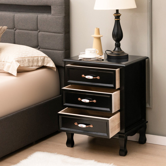 Costway 38701295 3 Drawers Nightstand with Solid W...