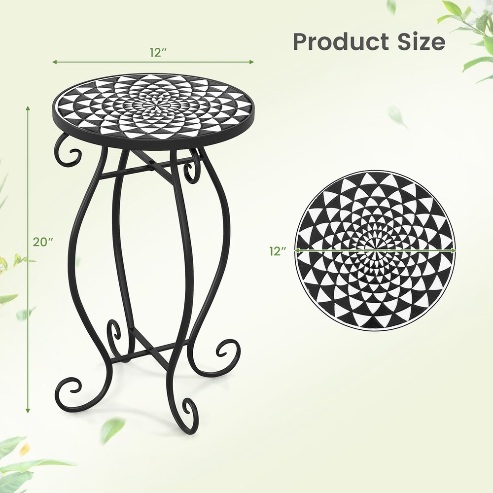 Costway Mosaic Outdoor Side Table  Round End Table with Weather   See Details