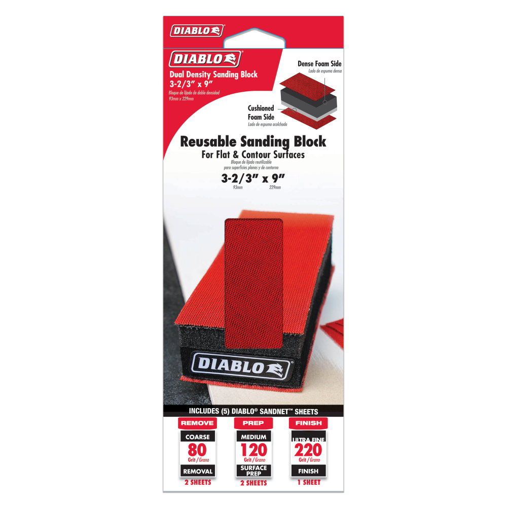 Diablo Tools  Hand Sanding Block 3 2/3 x 9 Reusable