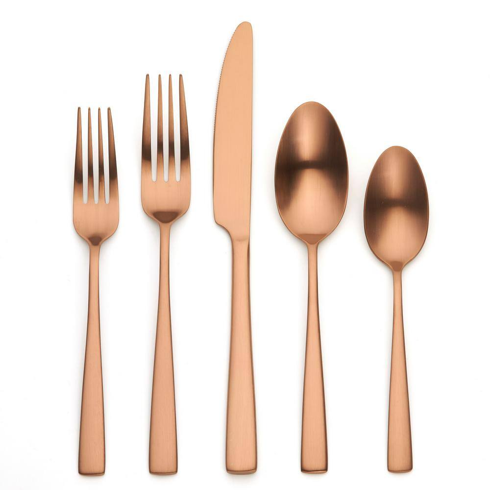 ORNATIVE Rena 20 Piece Matte Copper 180 Stainless Steel Flatware Set Service for 4 09620COR1