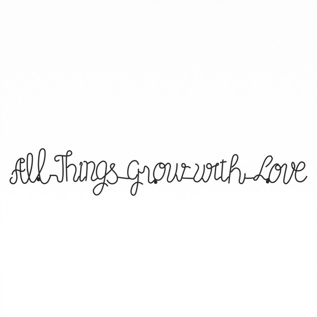 x27 all Things Grow With Love x27 Metal Cutout Sign Black Lavish Home