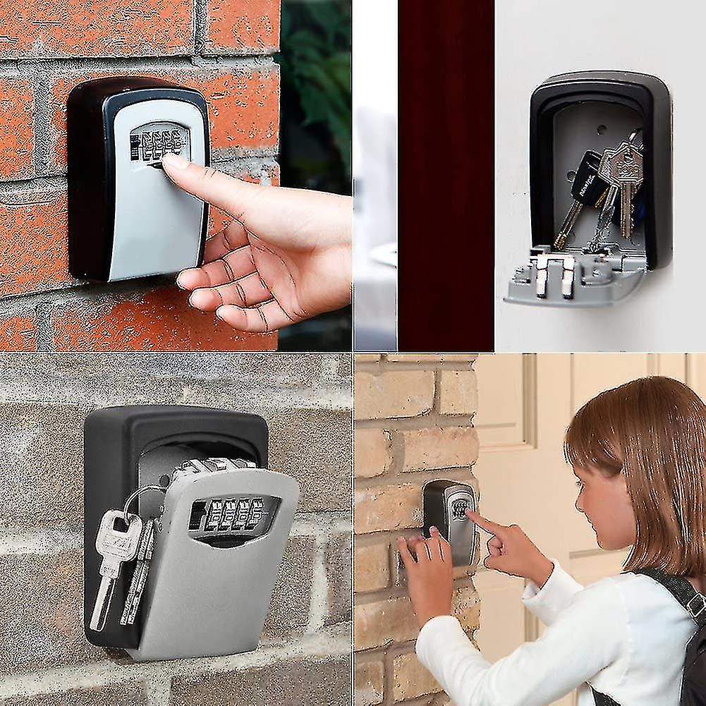 Key Lock Box 4 Digit Combination Wall Mount Key Safe Security Storage Box For Sharing Keys Securely Indoor And Outdoor