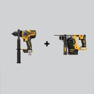 DW 20V MAX Brushless Cordless 12 in. Hammer DrillDriver and Brushless 1 in. SDS Plus L-Shape Rotary Hammer (Tools-Only) DCD999BWDCH273B