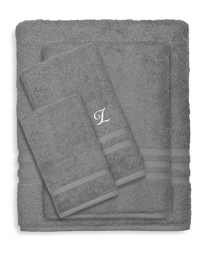 Linum Home Textiles Turkish Cotton Personalized Denzi Gray Towel Collection