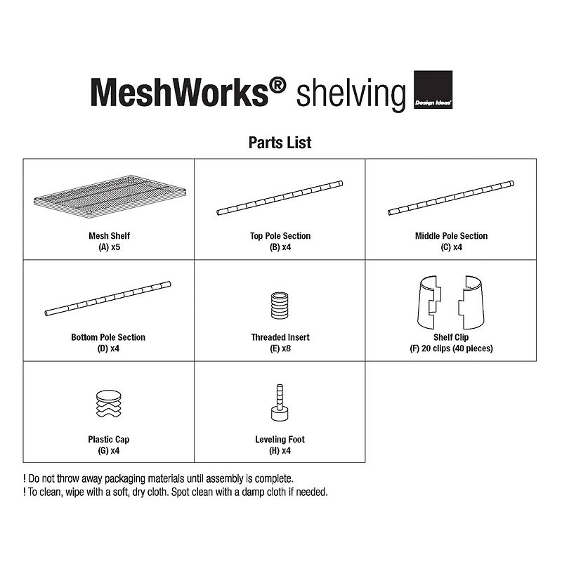 Design Ideas Meshworks 5 Tier Metal Storage Shelving Unit Rack Bookshelf， Black