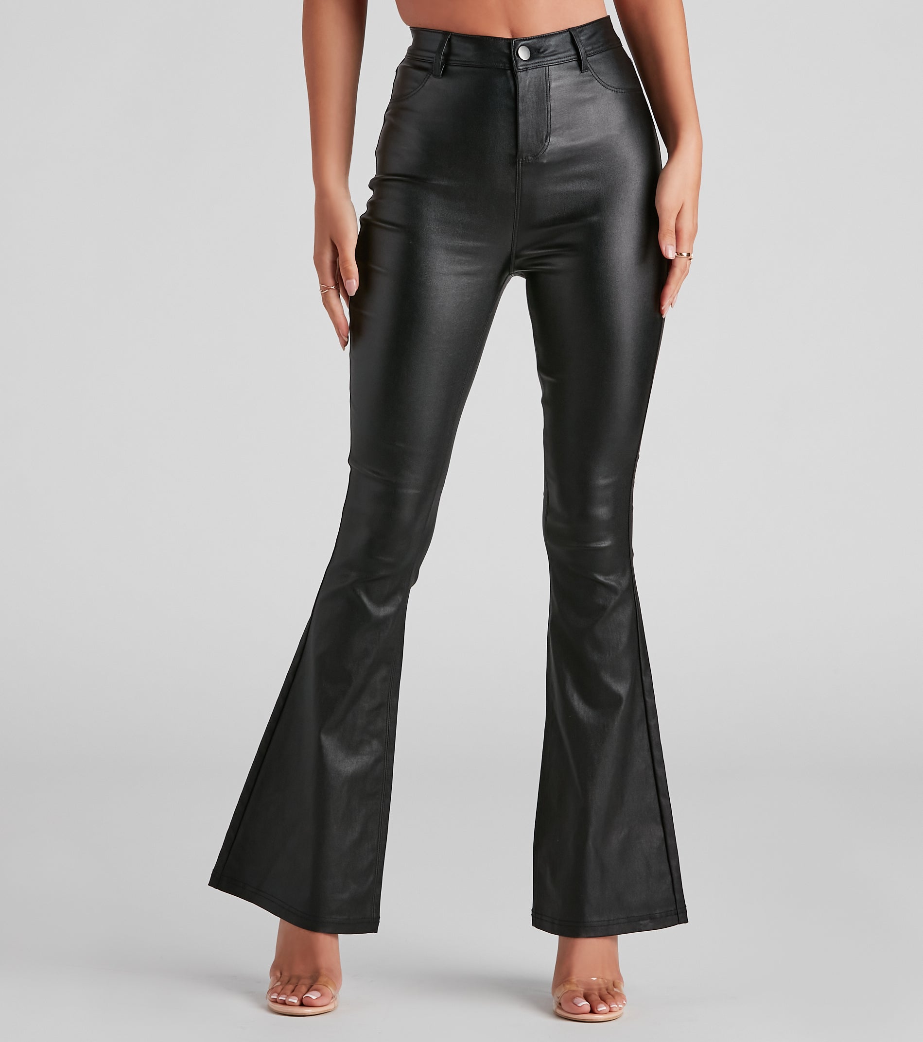 Stylish Flare High Rise Coated Pants