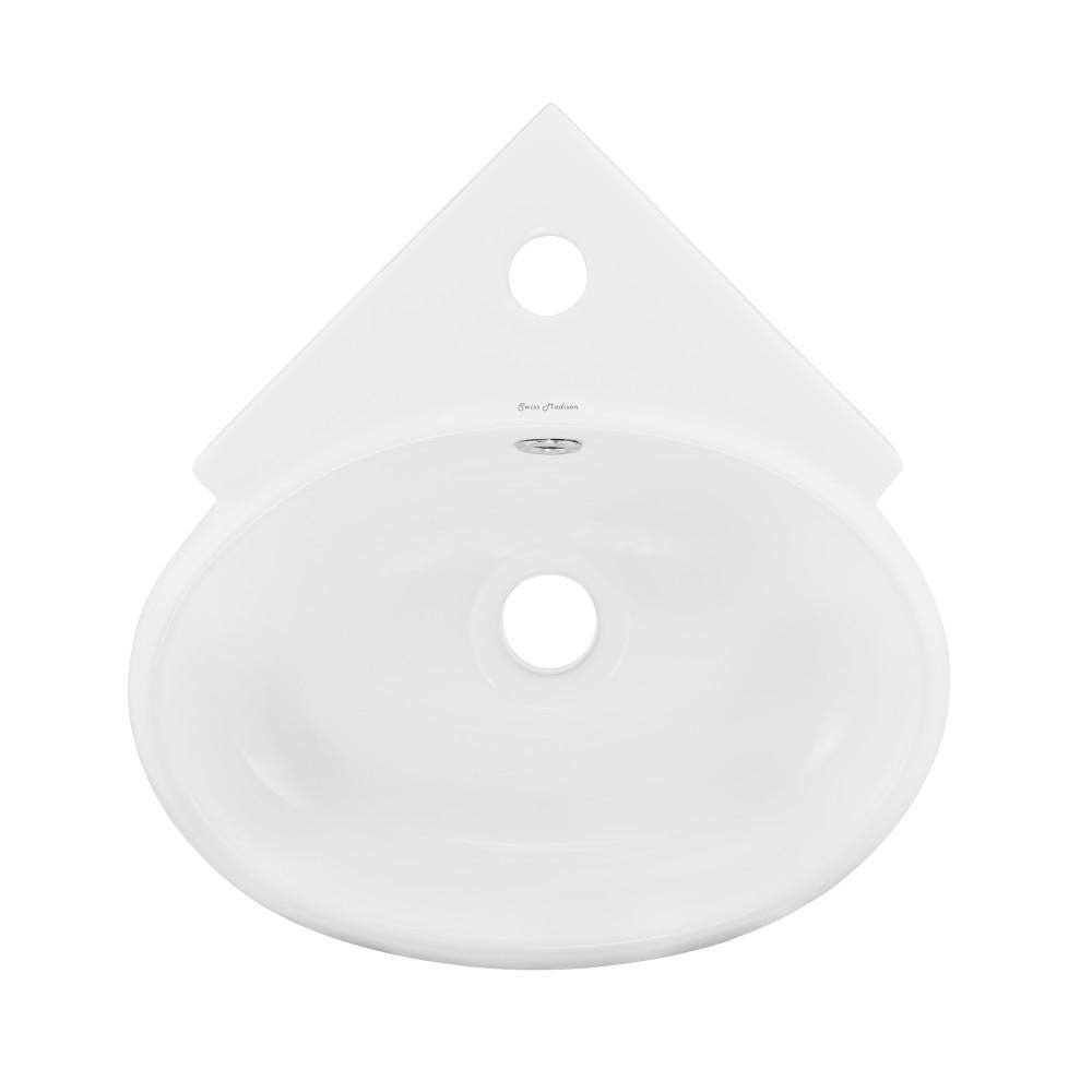 Swiss Madison Plasir Ceramic Corner Novelty Wall Hung Vessel Sink in White SM-WS328