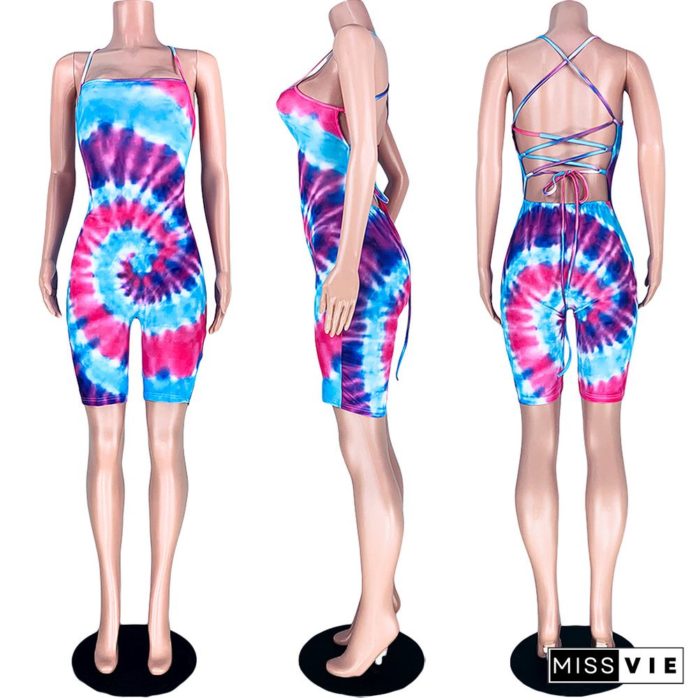 Vogue Tie-dye Sexy Strapless Backless Sleeveless Onesies Romper