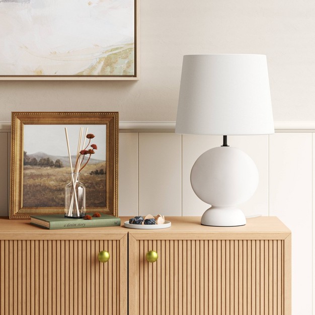 Ceramic Geo Table Lamp With Tapered Shade Off white includes Led Light Bulb