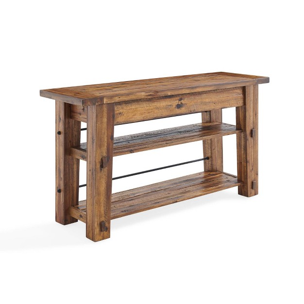 Durango Industrial Wood Console media Table With Two Shelves Dark Brown Alaterre Furniture