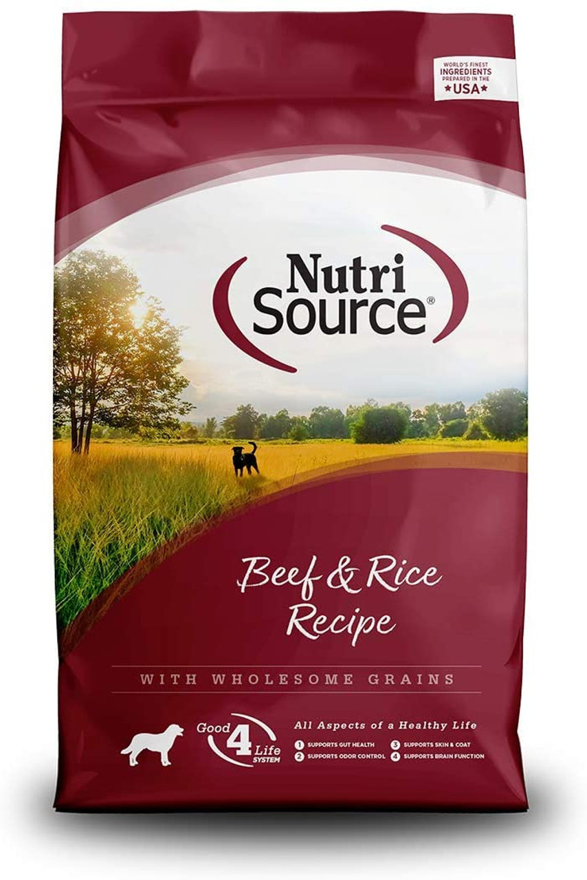 NutriSource Adult Beef and Rice Dry Dog Food， 30 Lbs.