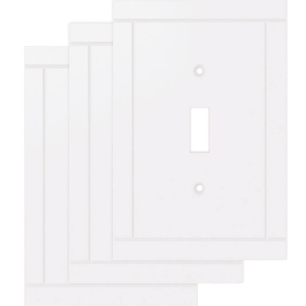 Hampton Bay Belfast Pure White 1-Gang Single Light SwitchToggle Wall Plate (3-Pack) W44652C-PW-K3