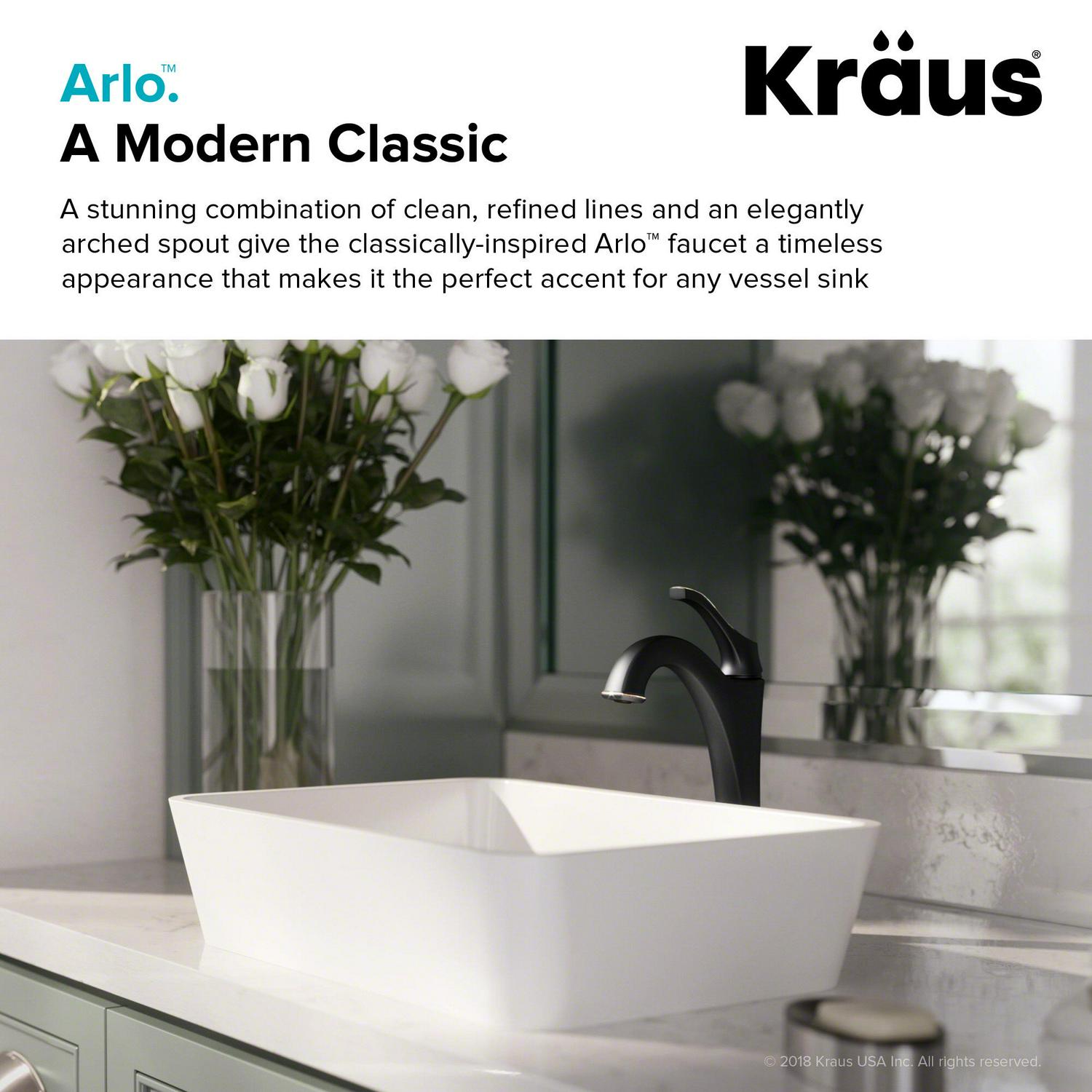 KRAUS Arlo Oil Rubbed Bronze Single Handle Vessel Bathroom Faucet with Pop Up Drain