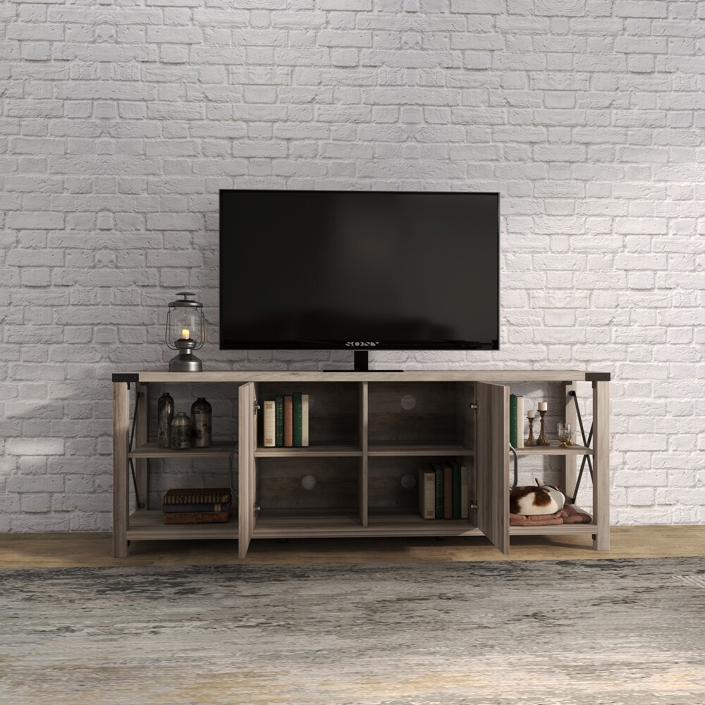 Modern Farmhouse Metal X Wood TV Stand for TVs up to 70\