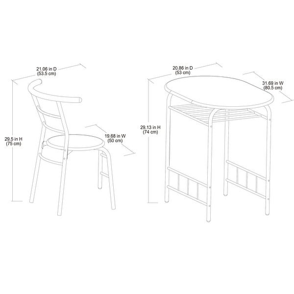 3 Piece Metal and Wood Dining Set， Include 1 Table and 2 Chairs， Grey Color (2 People Seating Capacity)