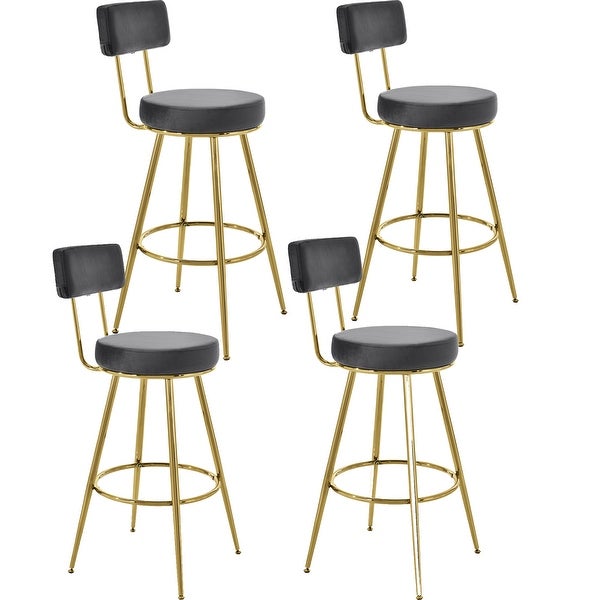 Modern 30inch Counter Height Bar Stools with Velvet Upholstered Seat and Backrest ，Set of 4，for Dining Room