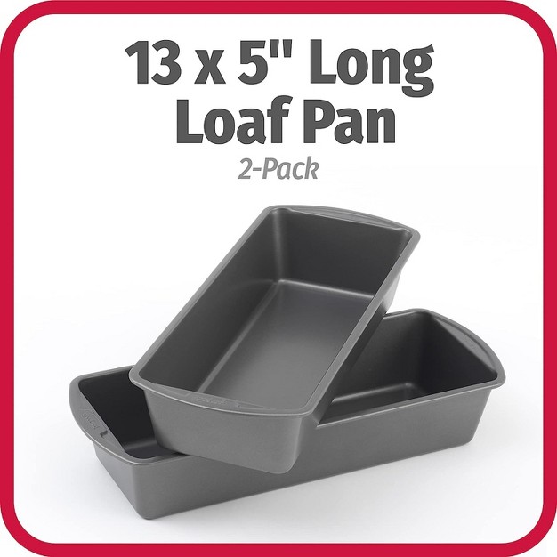 Goodcook Set Of 2 Extra Large 13 x27 x27 X 5 x27 x27 Nonstick Steel Bread Loaf Pans Gray