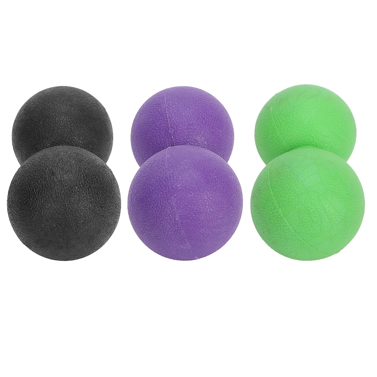 Silicone Yoga Exercise Ball Portable Muscle Relax Fitness Body Fascia Massage Ball Setblack+purple+green