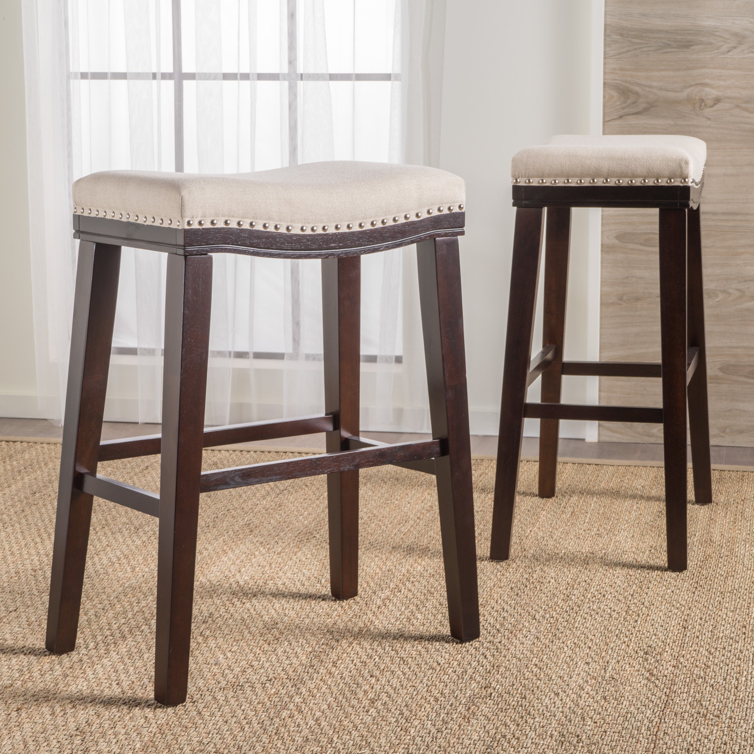 Cavalia 30-Inch Saddle Shaped Studded Rim Stool (Set of 2)