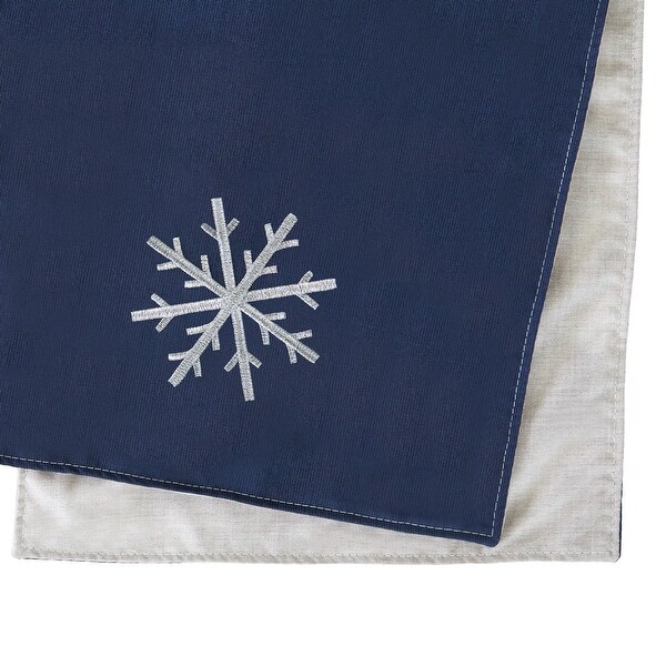 Sorra Home Sunbrella Twosided Embroidered Snowflake Christmas Table Runner