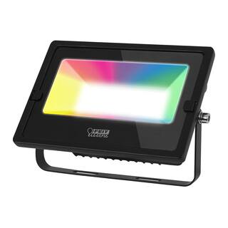 Feit Electric 30-Watt Equivalence 1200 Lumen Rechargeable Black Outdoor Integrated LED Flood Light RGB Light FLD30RGBBAT