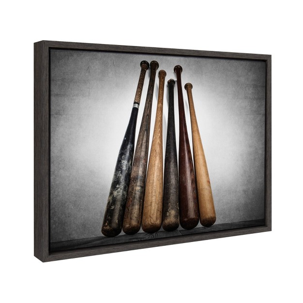 X 24 quot Sylvie Baseball Bats Framed Canvas By Shawn St Peter Gray Designovation