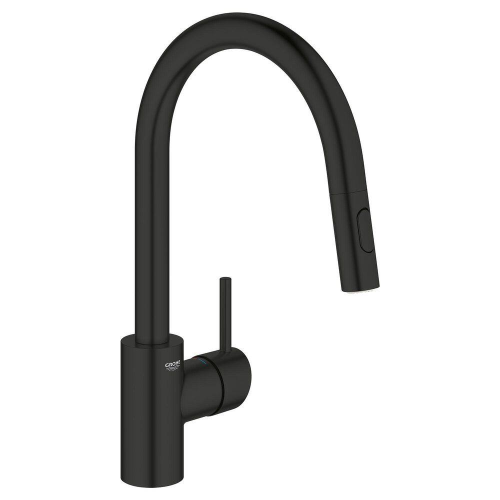 GROHE Concetto Single-Handle Pull-Out Sprayer Kitchen Faucet 1.75 GPM in Matte Black 326652433