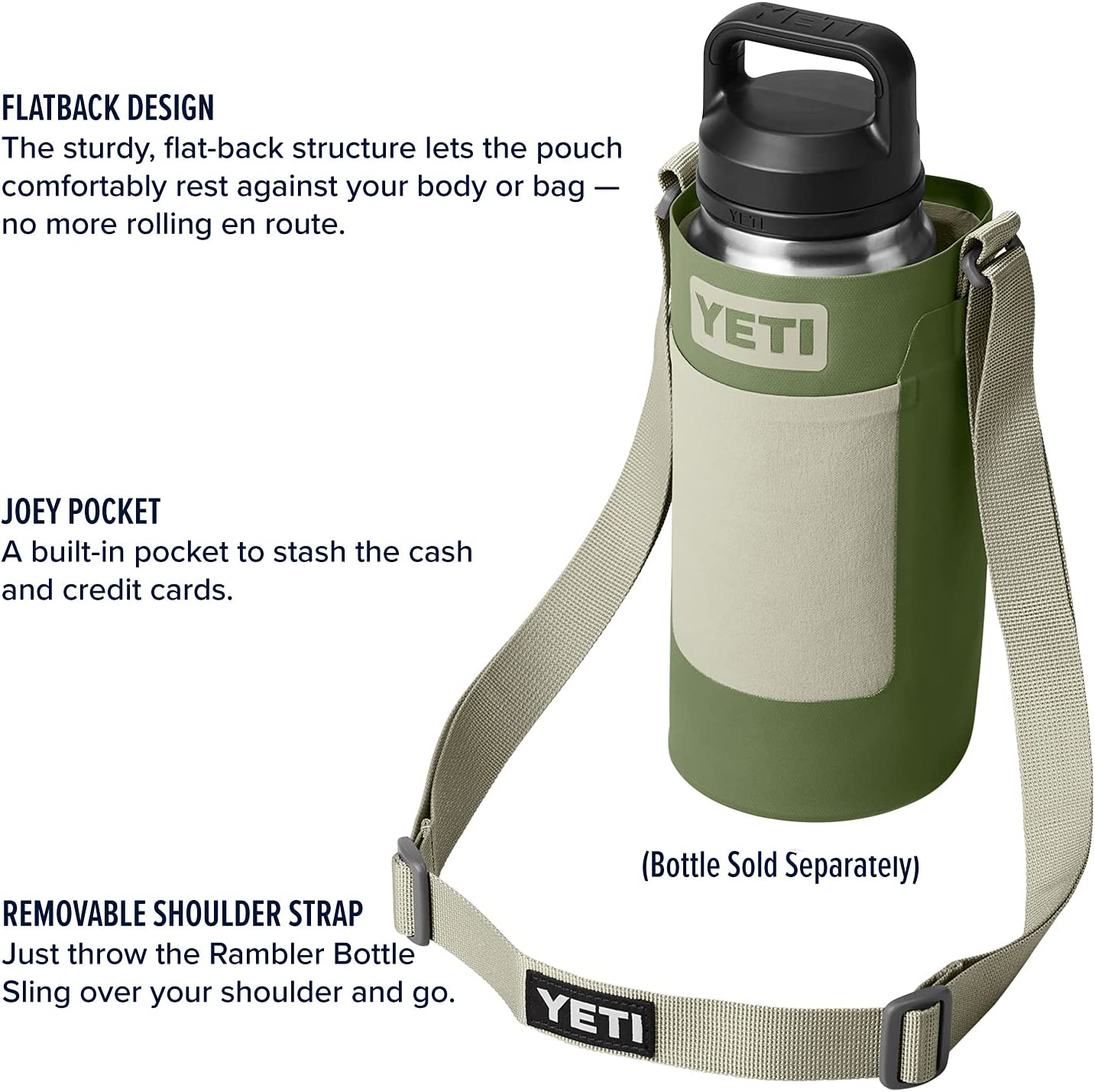 YETI Rambler Bottle Sling， Highlands Olive