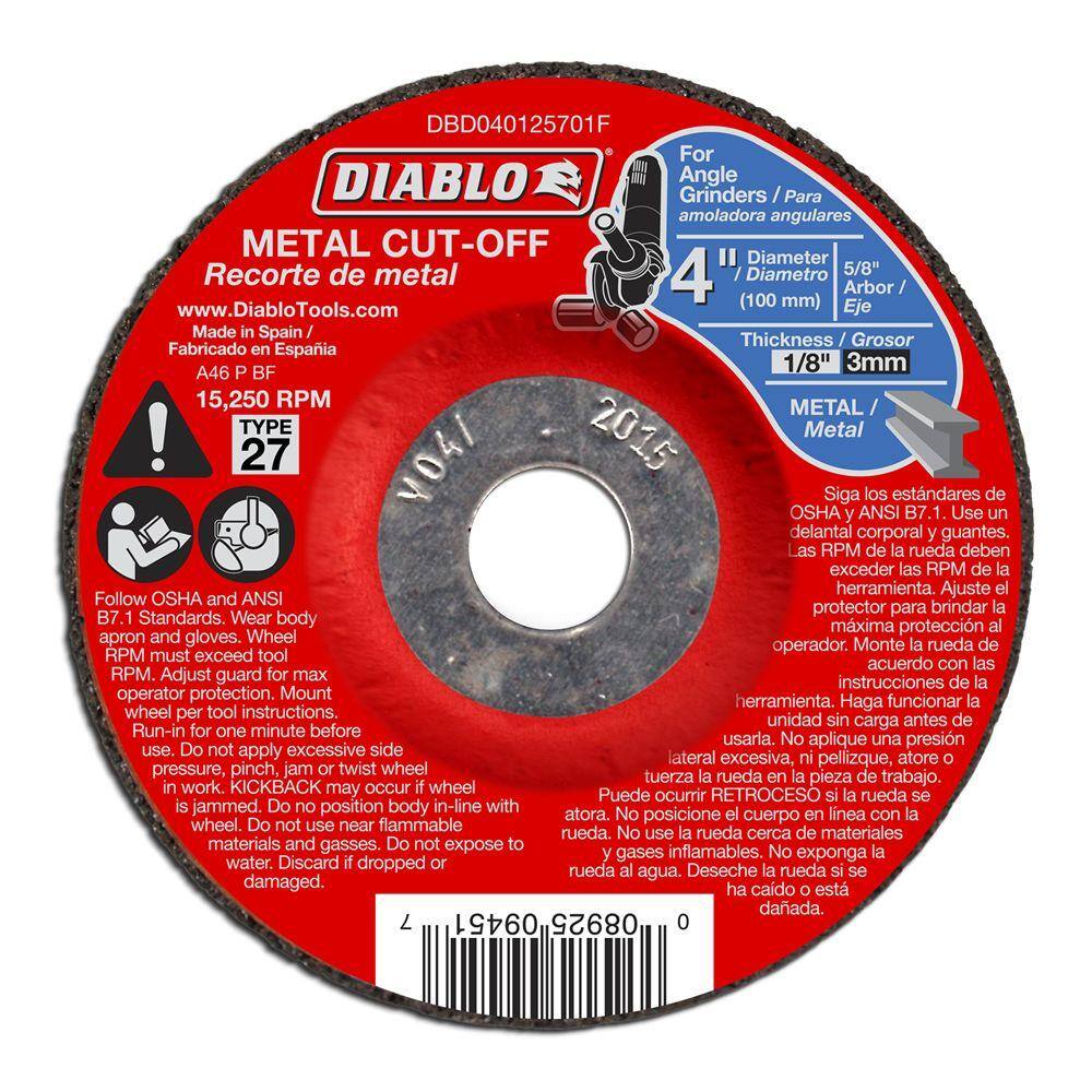 DIABLO 4 in. x 18 in. x 58 in. Metal Cut-Off Disc with Type 27 Depressed Center (10-Pack) DBD040125701F010