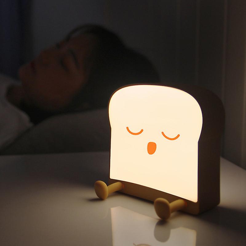 Toast Bread Cartoon 3d Led Night Lights Soft Silicone Phone Stents Sleeping Lamp Release Stress Toy Bedroom Table Decor For Home