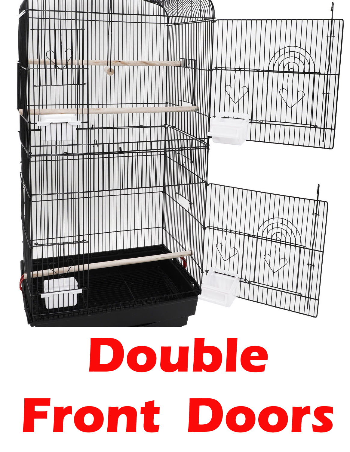 Large 64-inch Open Top Rolling Stand Breeding Bird Parrot Cage With Nesting Doors for Finches Canaries Cockatiels Budgie Parrotlet Conures Parakeet Lovebirds