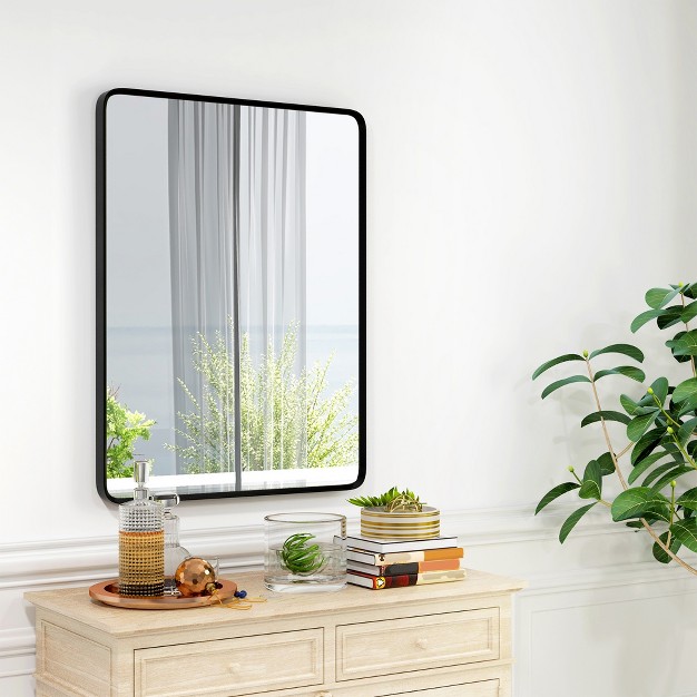 Homcom Aluminum Frame Wall Mounted Mirror Decorative Rectangular Wall Mirror horizontal vertical