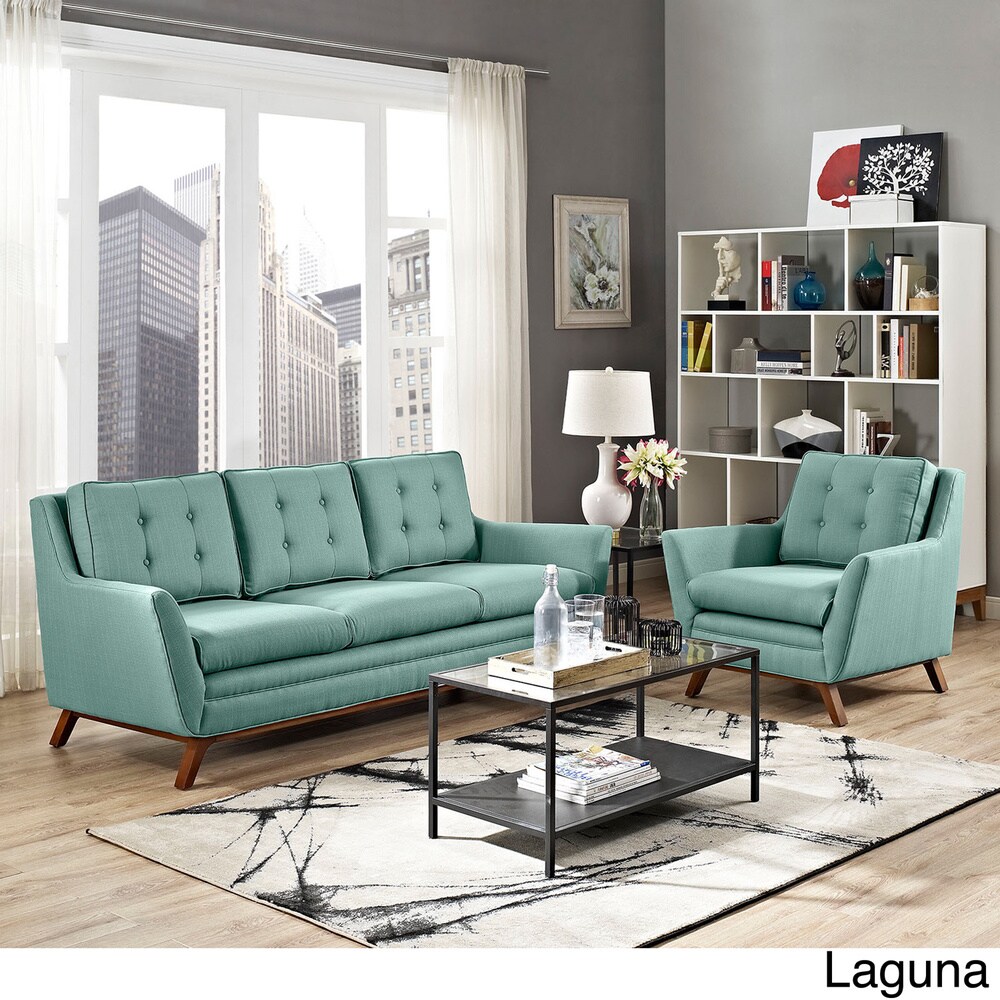 Beguile Tufted Fabric Armchair and Sofa Set