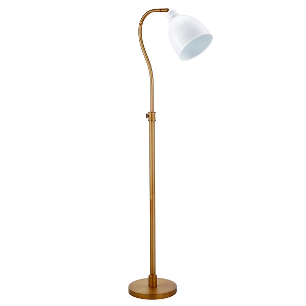 Vincent Adjustable/Arc Floor Lamp with Metal Shade in Brass/Matte White/Matte White