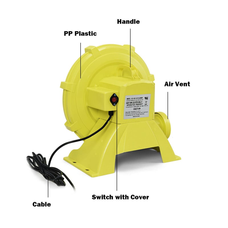 950 W 1.25 HP Air Blower for Inflatable Bounce House Bouncy Castle, Portable Pump Fan Commercial Inflatable Bouncer Blower