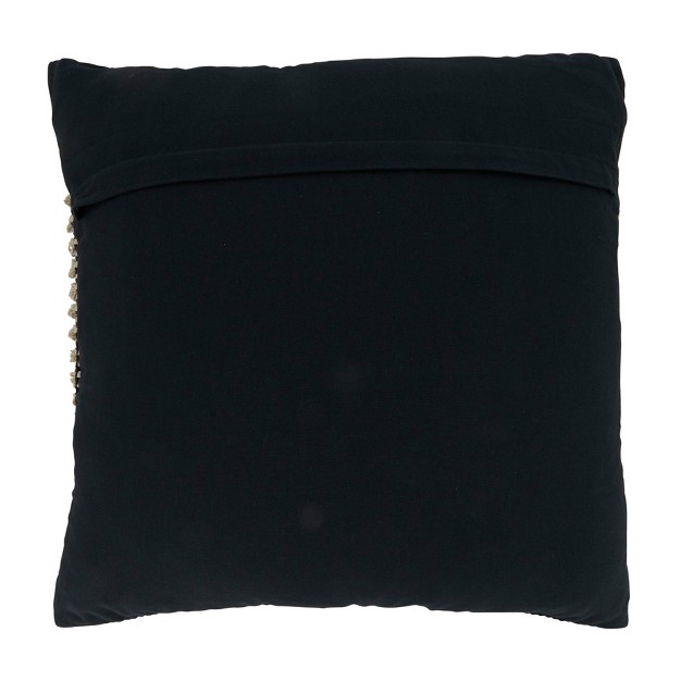 Oversize Cotton With Knotted Design Square Throw Pillow Cover Black white Saro Lifestyle