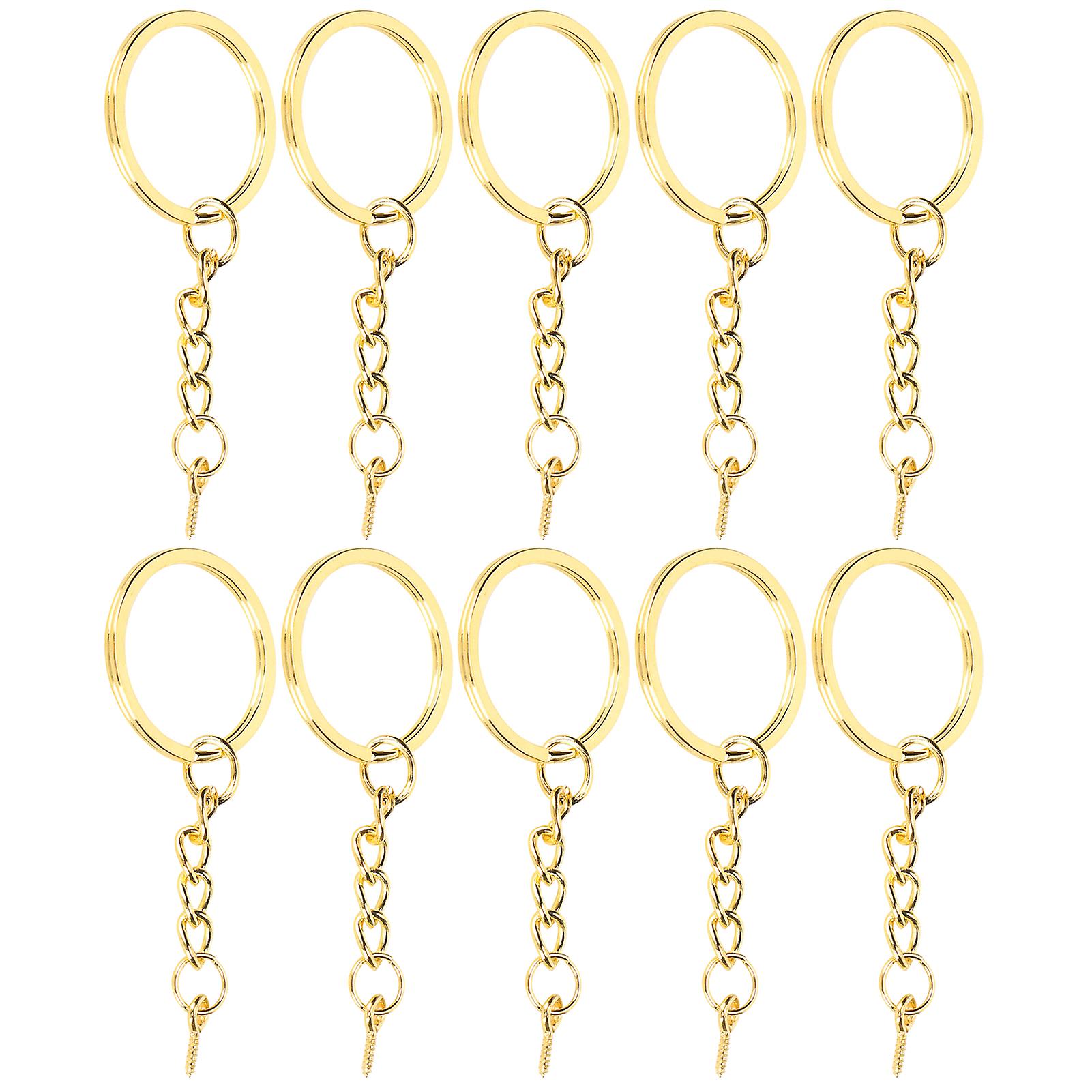 10pcs Key Ring Alloy Key Chain Ring Parts With Screw Eye Pin Connector Diy Accessoriesgold 30mm / 1.2in