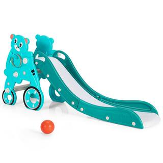 Costway 4-in-1 Foldable Baby Slide Toddler Climber Slide PlaySet with Ball Green TS10006GN