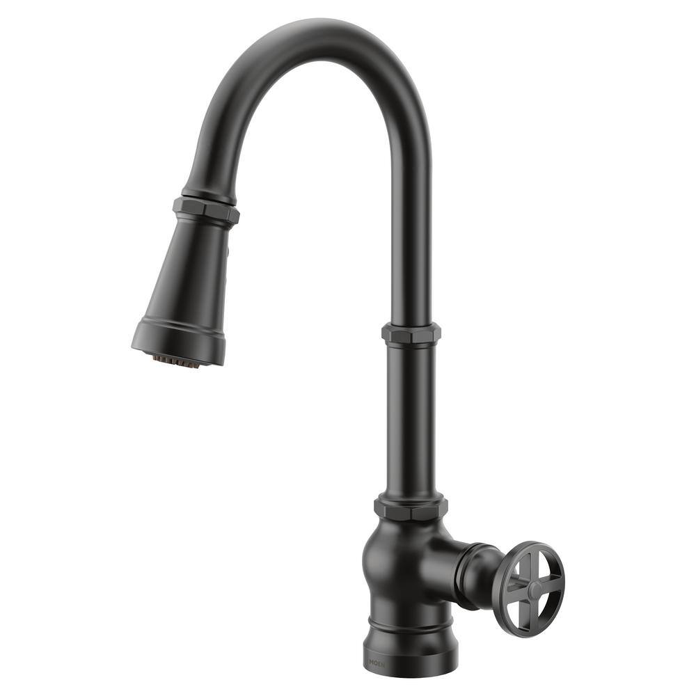 MOEN Paterson Single-Handle Pull-Down Sprayer Kitchen Faucet with Reflex and PowerBoost in Matte Black S72003BL