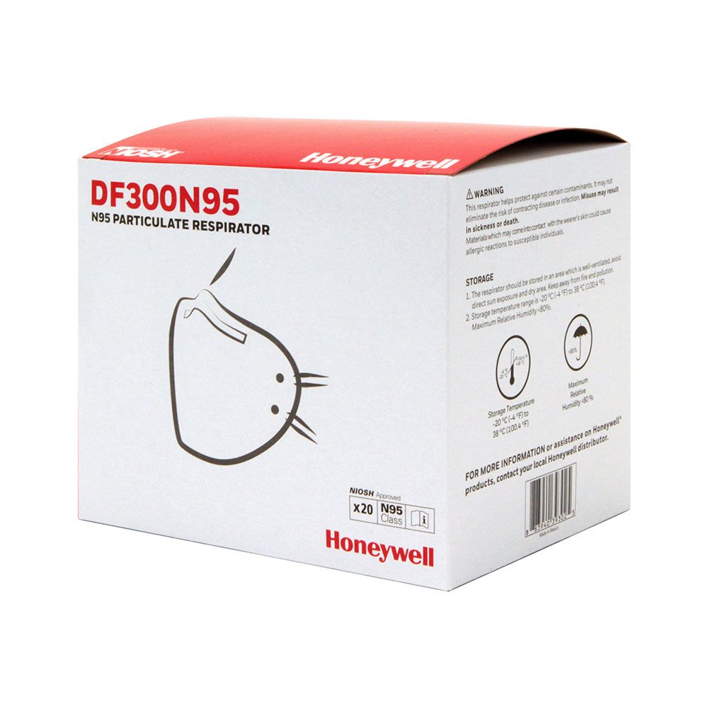 Honeywell N95 Flatfold Disposable Respirators， 20 Masks