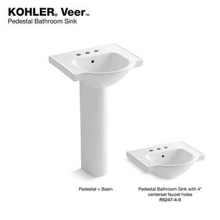 KOHLER Veer 24 in. Vitreous China Pedestal Sink Basin in White R5248-4-0